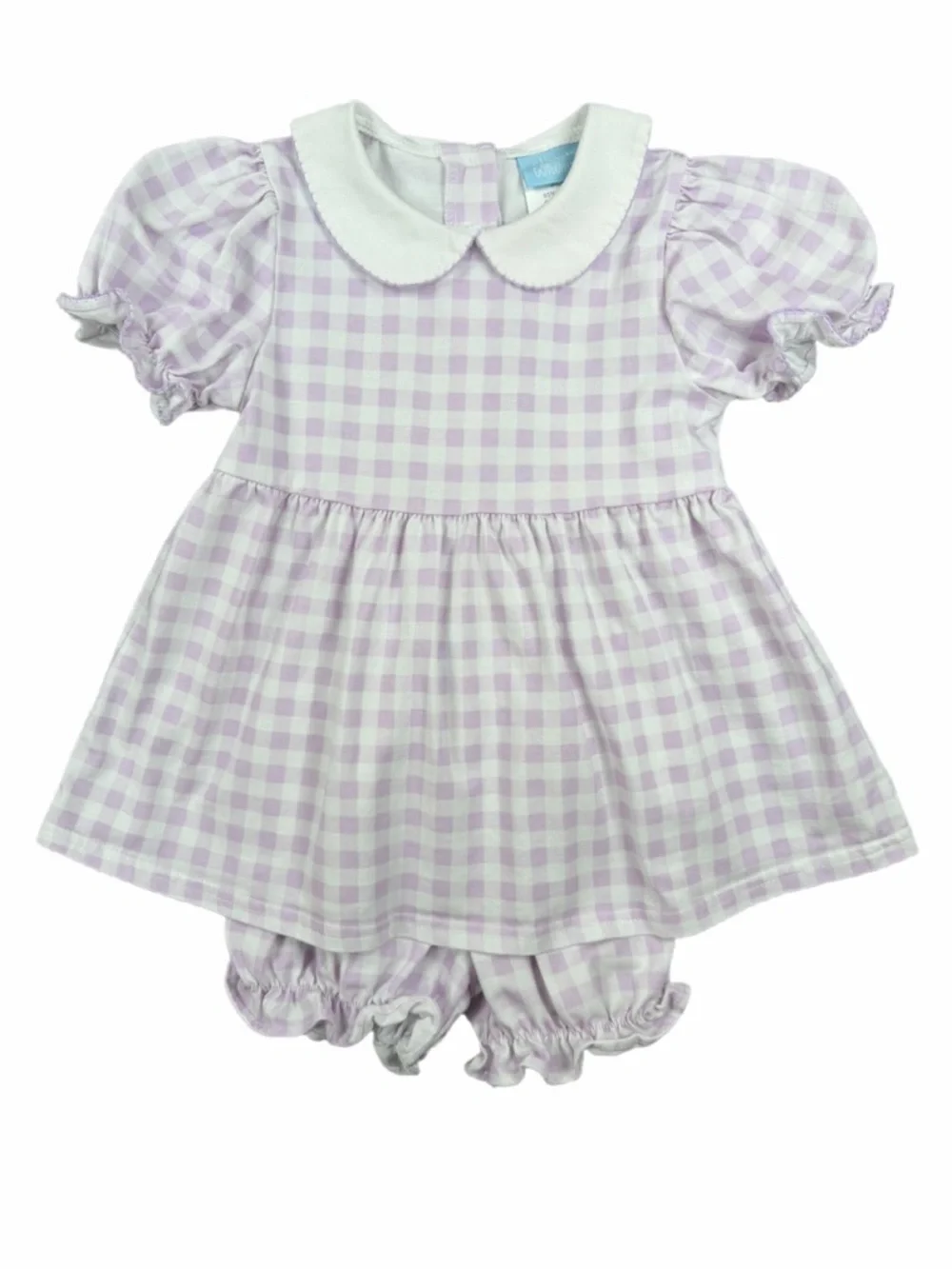 CLASSIC WHIMSY Riley Gingham Knit Bloomer Set in Lavender - 3T